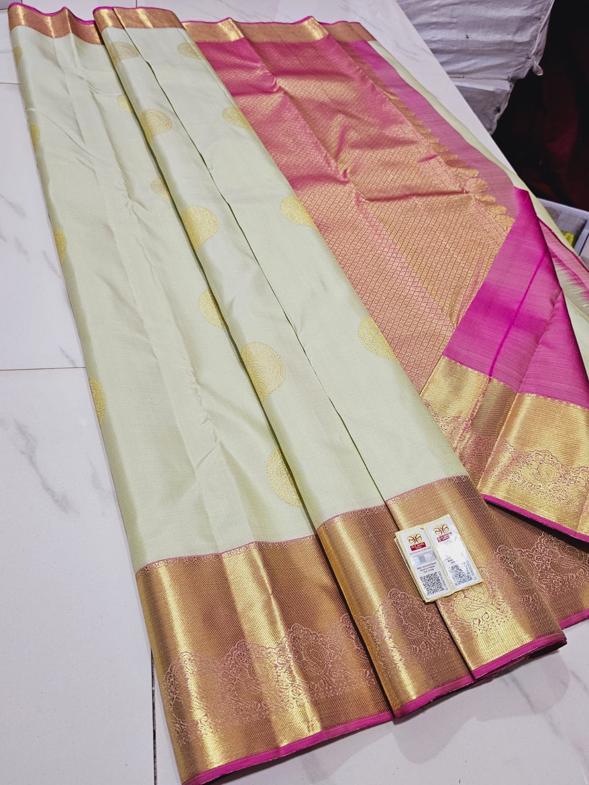 Kanchipuram Pure Handloom Silk Saree In Off White