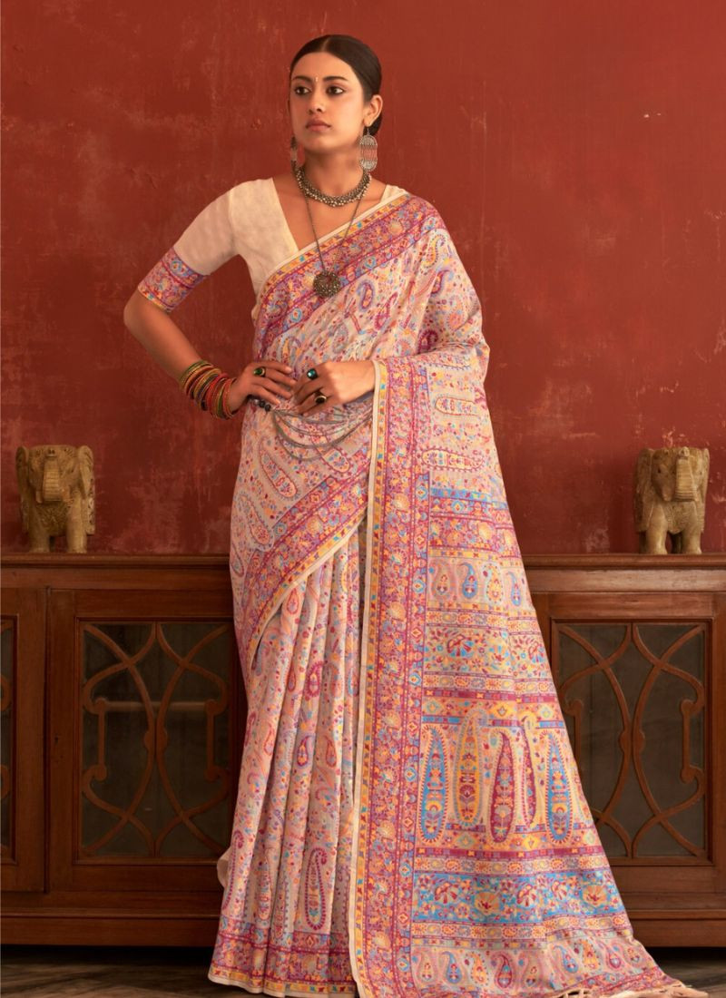 Pashmina Silk Saree in Light Brown
