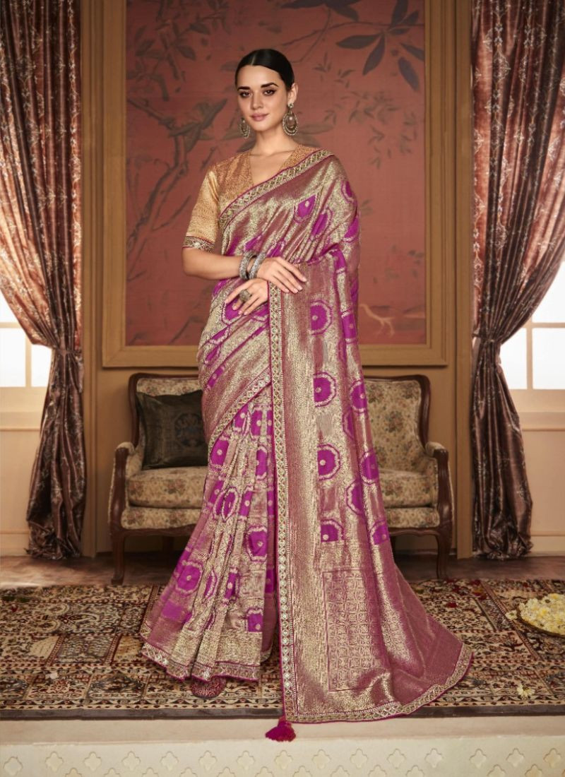 Soft Pure Dola Silk Saree in Purple