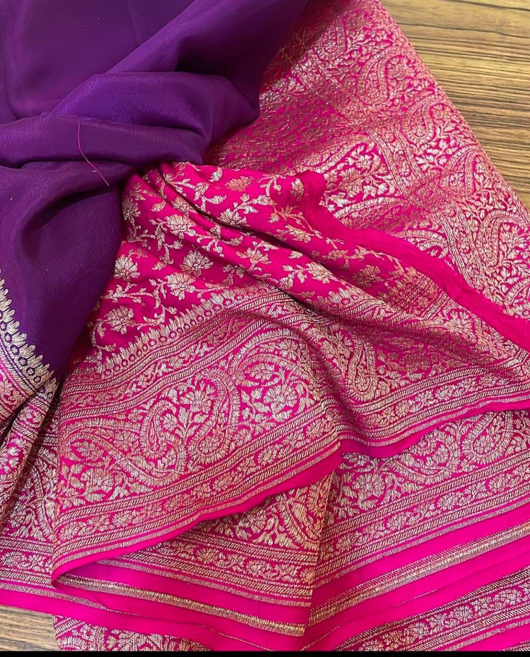 Zari Work Banarasi Silk Saree in Purple