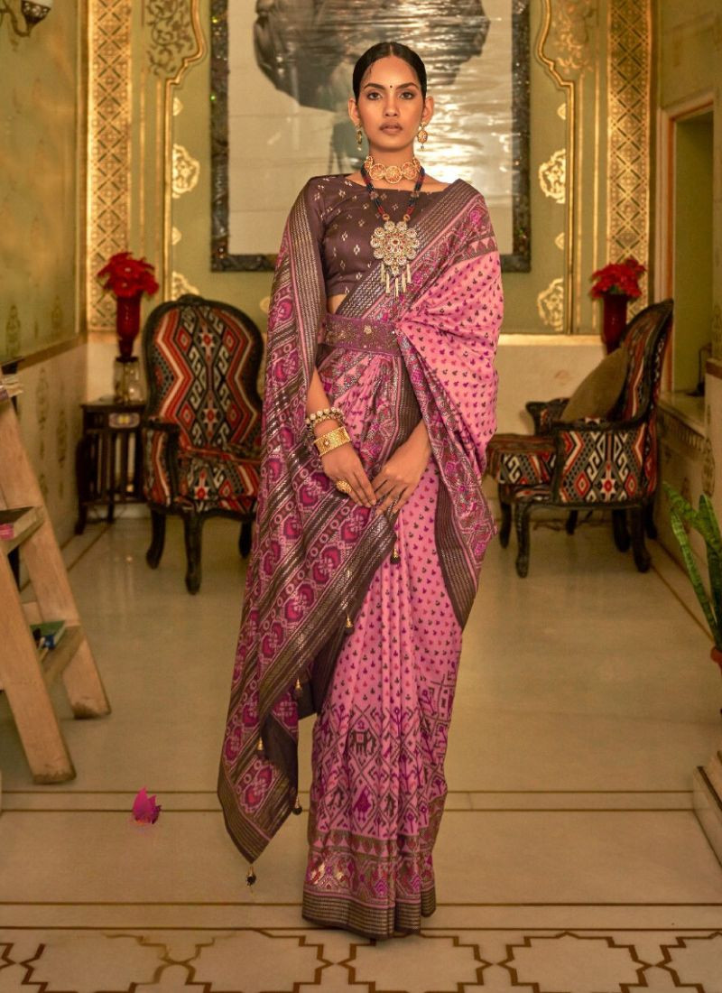 Patola Silk Saree in Pink