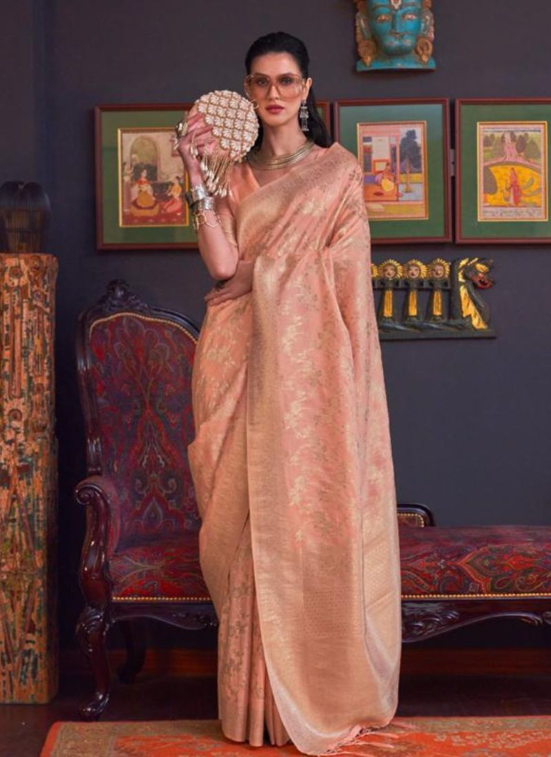 Khabutai Silk Saree in Baby Pink