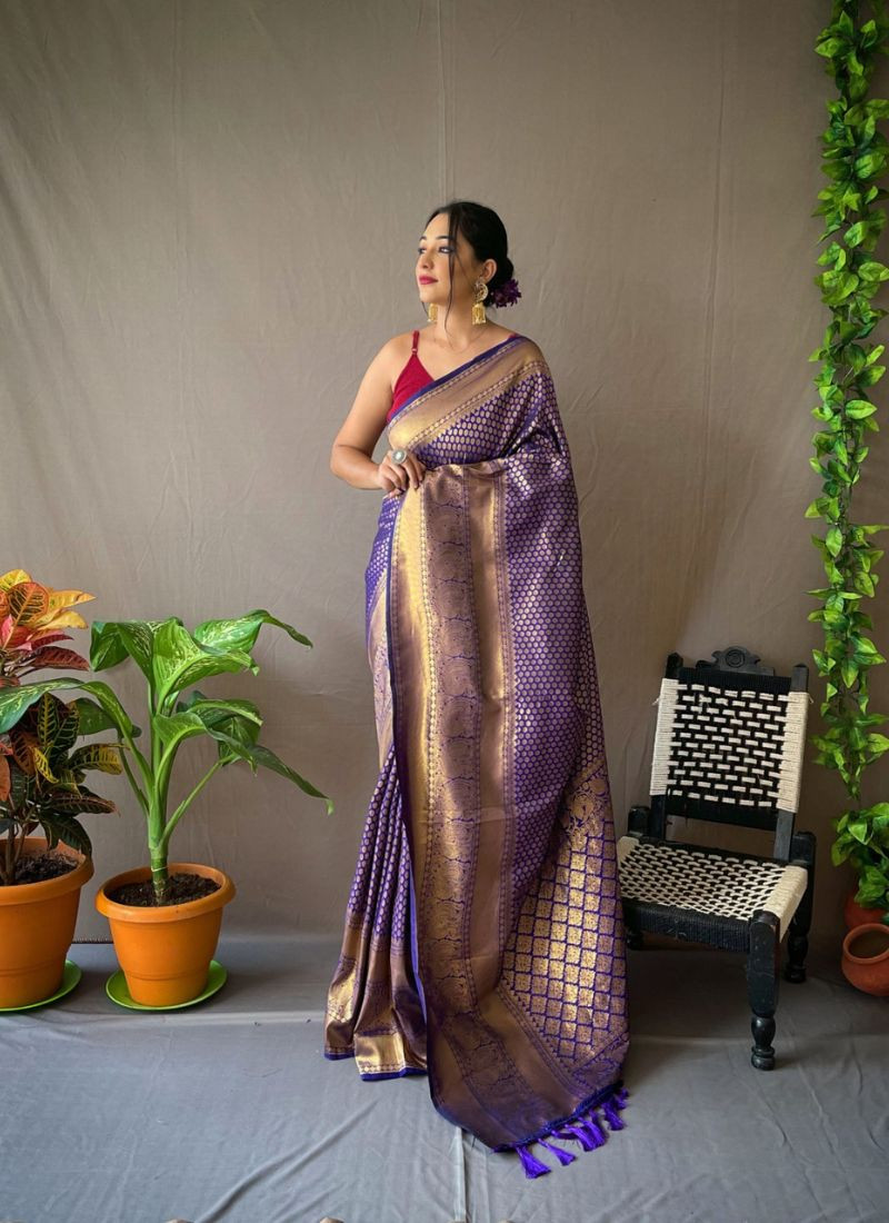 Pure Kanjeevaram Silk Saree in Purple