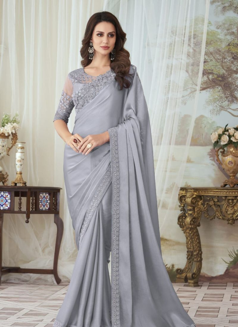 Glorious Silk Saree in silver