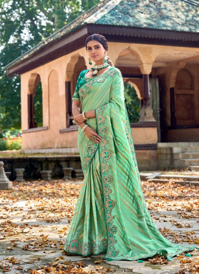 Embroidery silk saree in Green