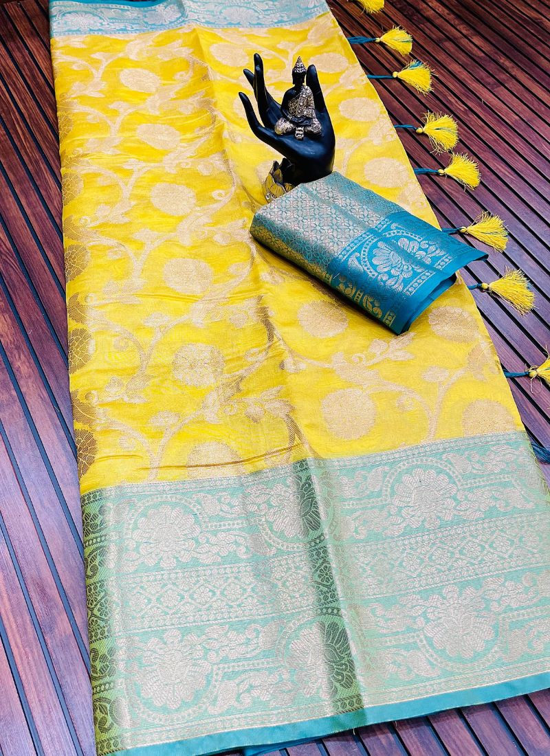 Shiner Banarasi Silk in Yellow