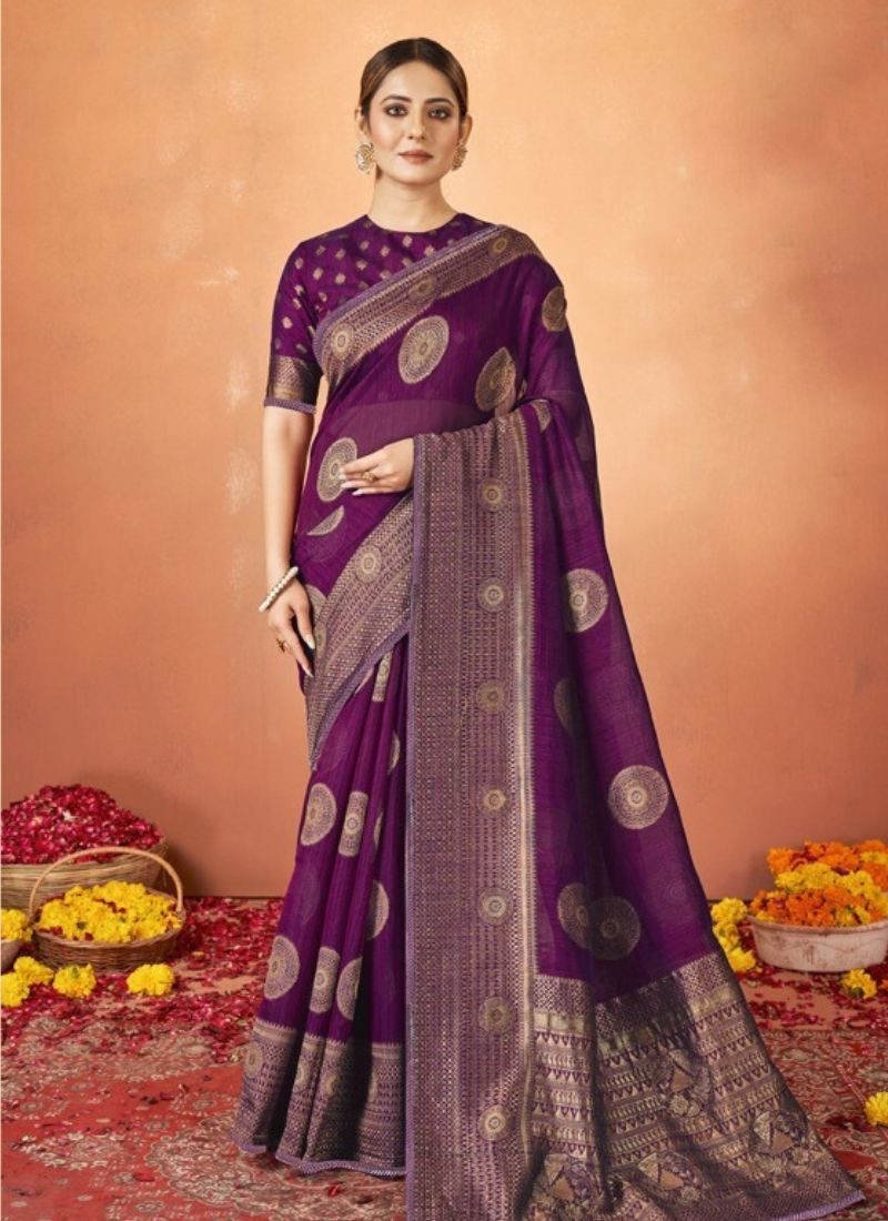 KanjiVaram Silk Saree in Purple