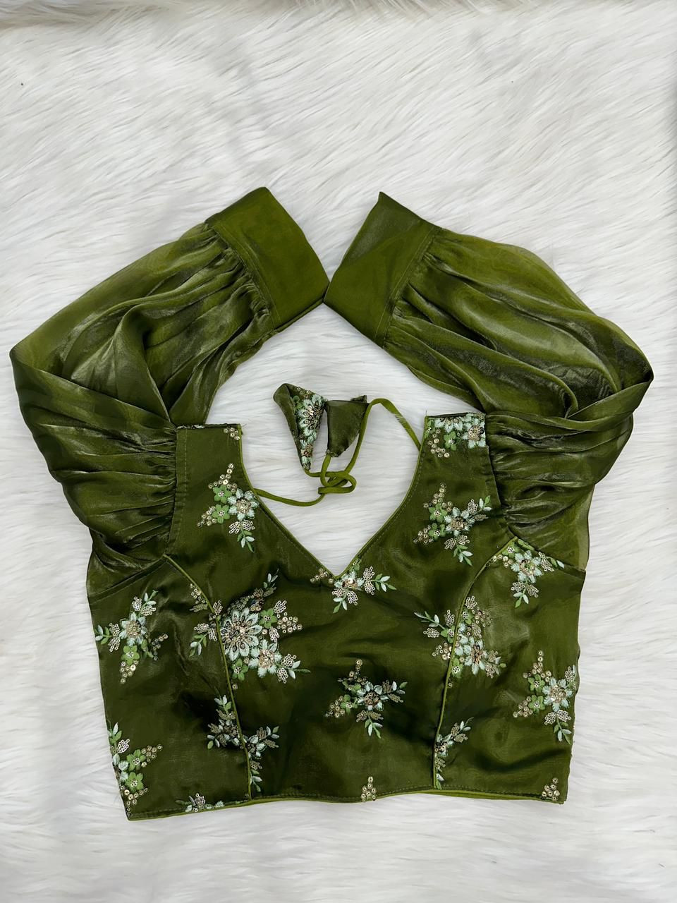 Blooming Organza Blouse In Green