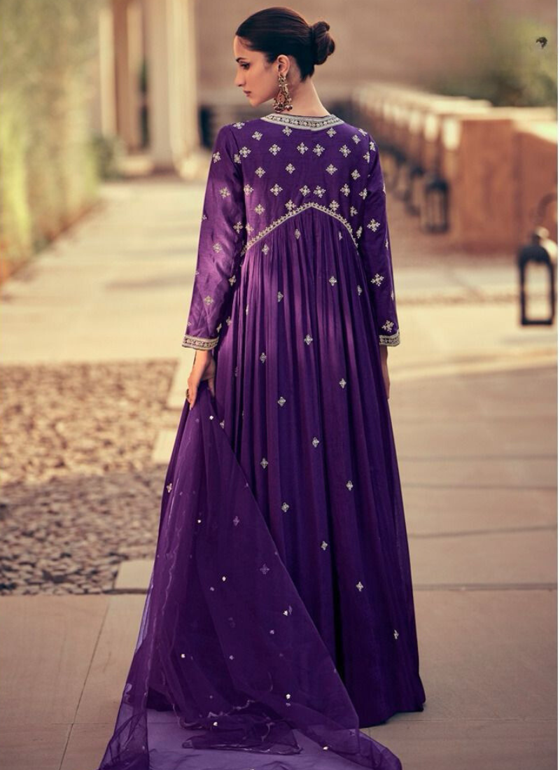 Real Georgette Gown In Purple
