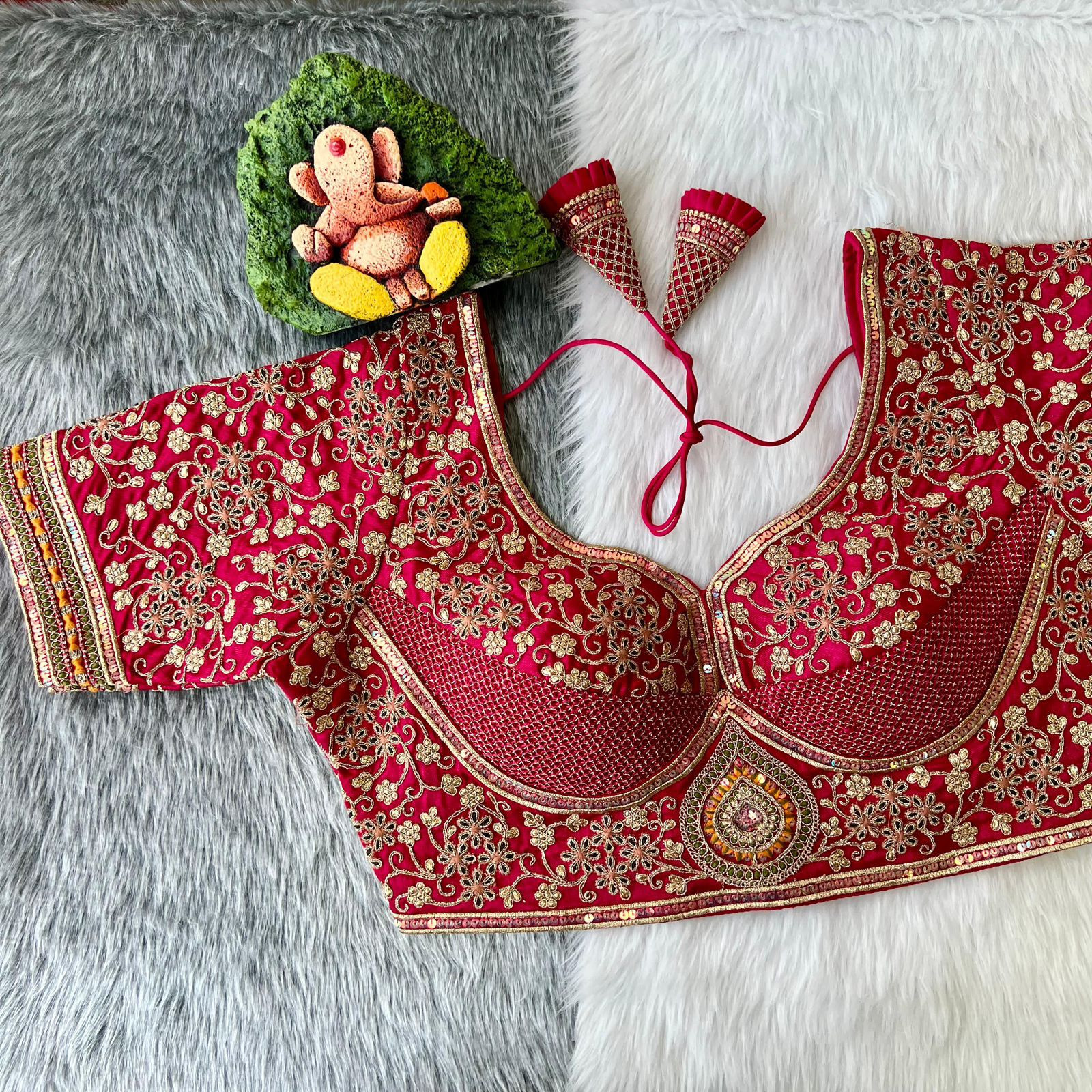 Heavy Sabyasachi Style Bridal  Blouse In Red