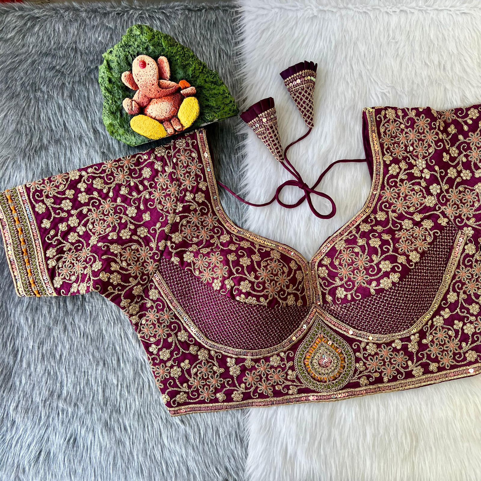 Heavy Sabyasachi Style Bridal  Blouse In Whine