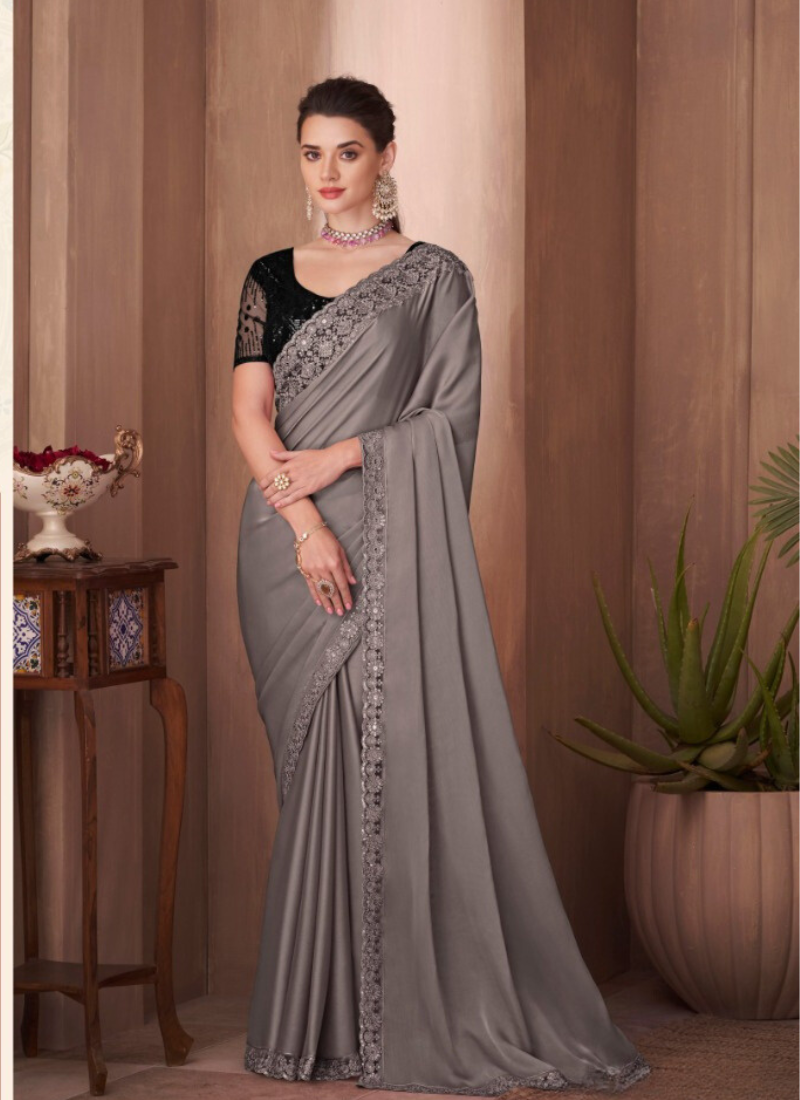 Beautiful Karishma Silk Saree In Grey