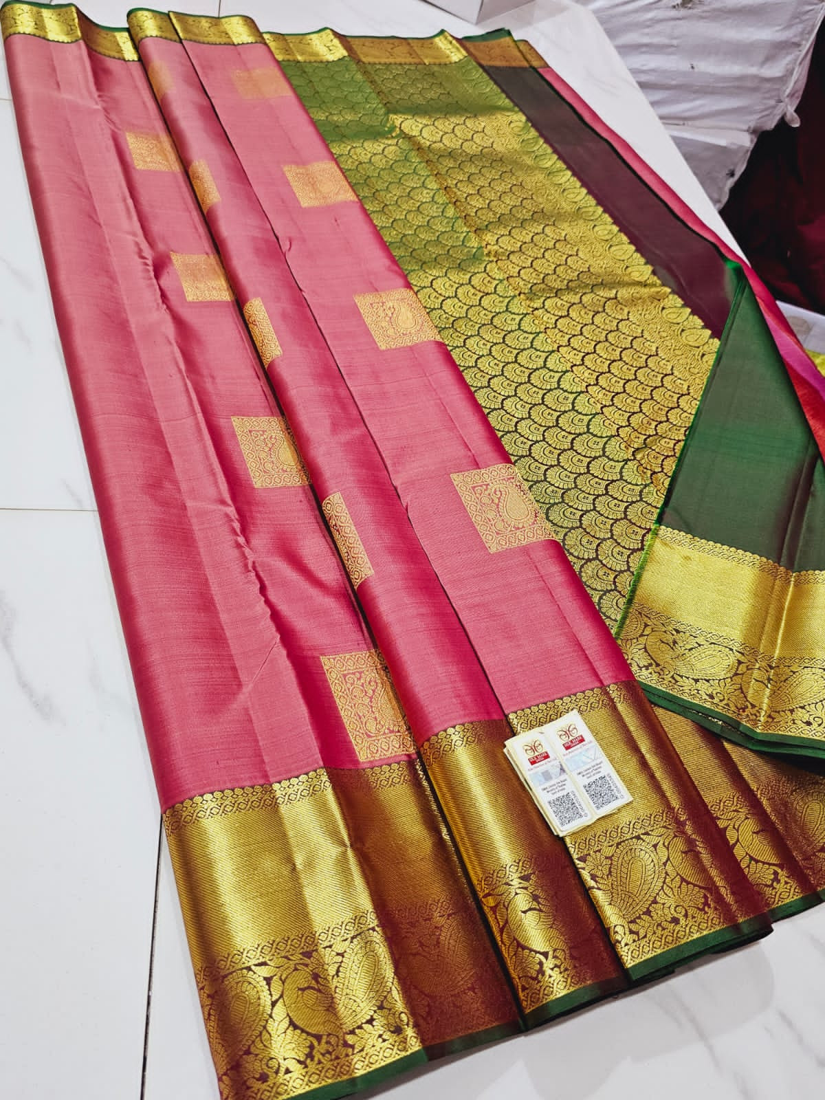 Kanchipuram Pure Handloom Silk Saree In Cerise