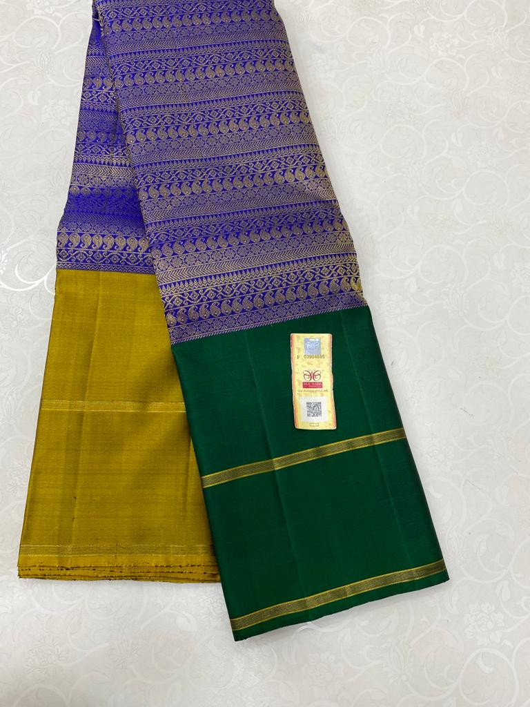 Kanchipuram Pure Handloom Silk Saree In Purple