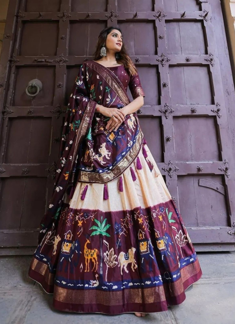 Pure Pashmina Silk Foil Print Chaniya Choli