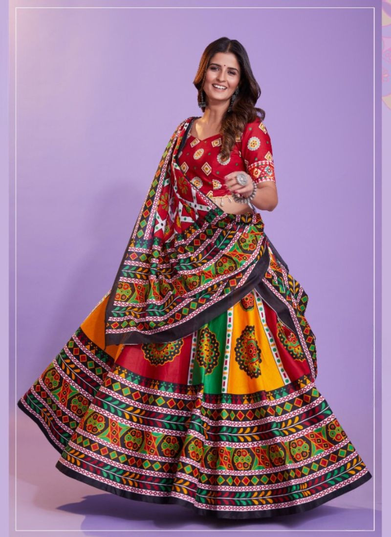 Navaratri Special Pure Cotton Chaniya-Choli in Multicolor