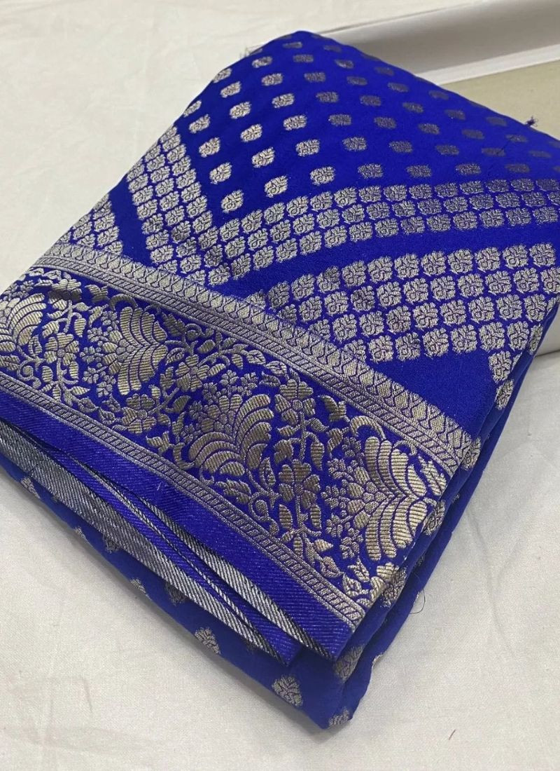 Banarasi Semi Georgette Saree in  Royal Blue