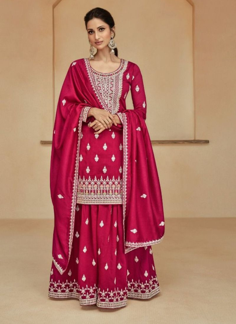Embroidery Premium Silk Kurta Set in Pink