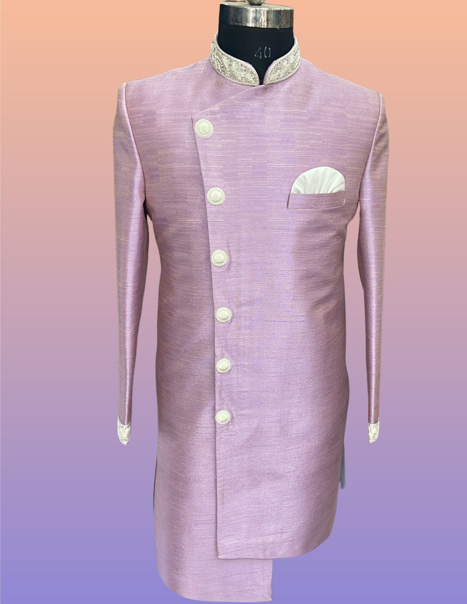 Custom Made Sherwani In Lavender