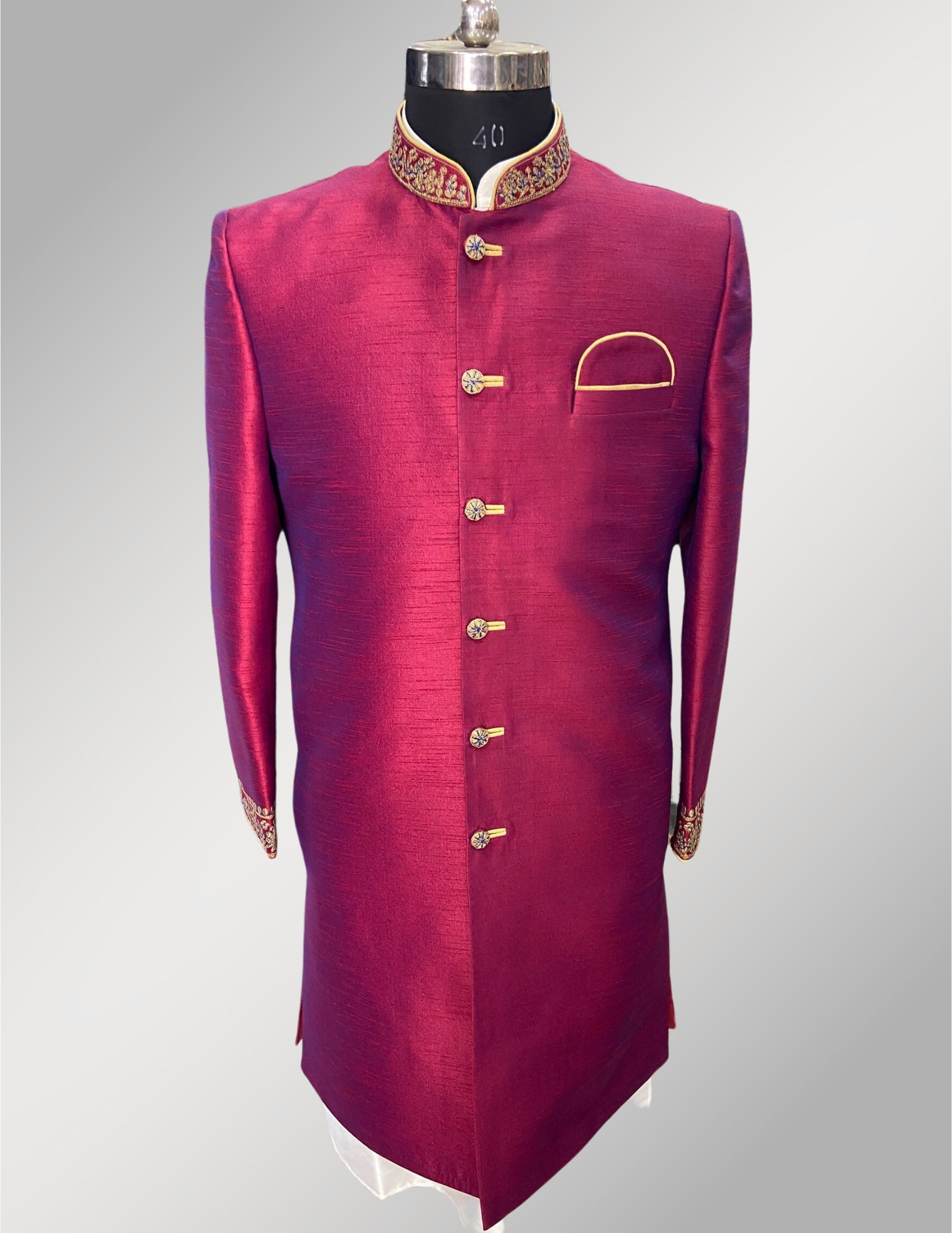 Custom Made sherwani In Dark Pink
