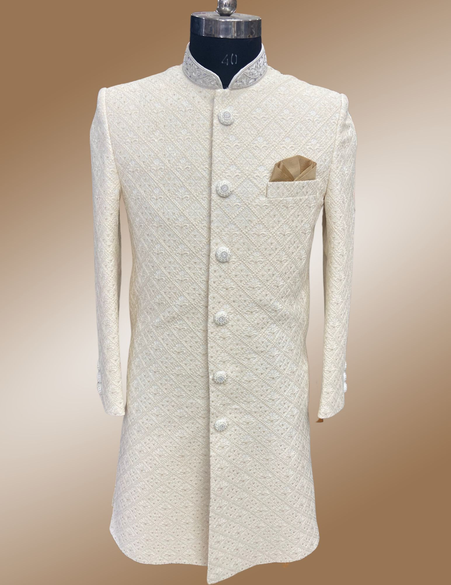 Custom Made sherwani In White