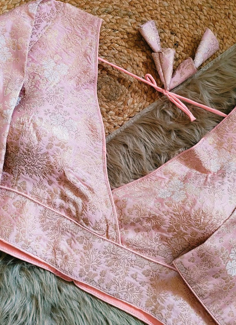 Original Banarasi Silk Blouse in Pink