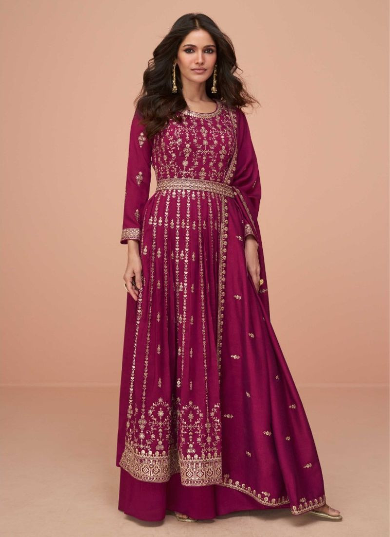 Embroidery Premium Silk Suit in Pink