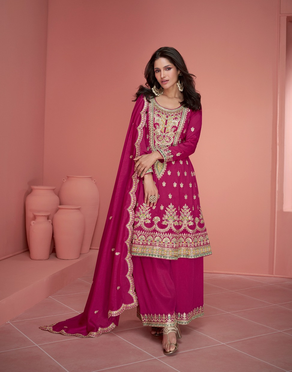 Designer Premium Silk Sharara Set